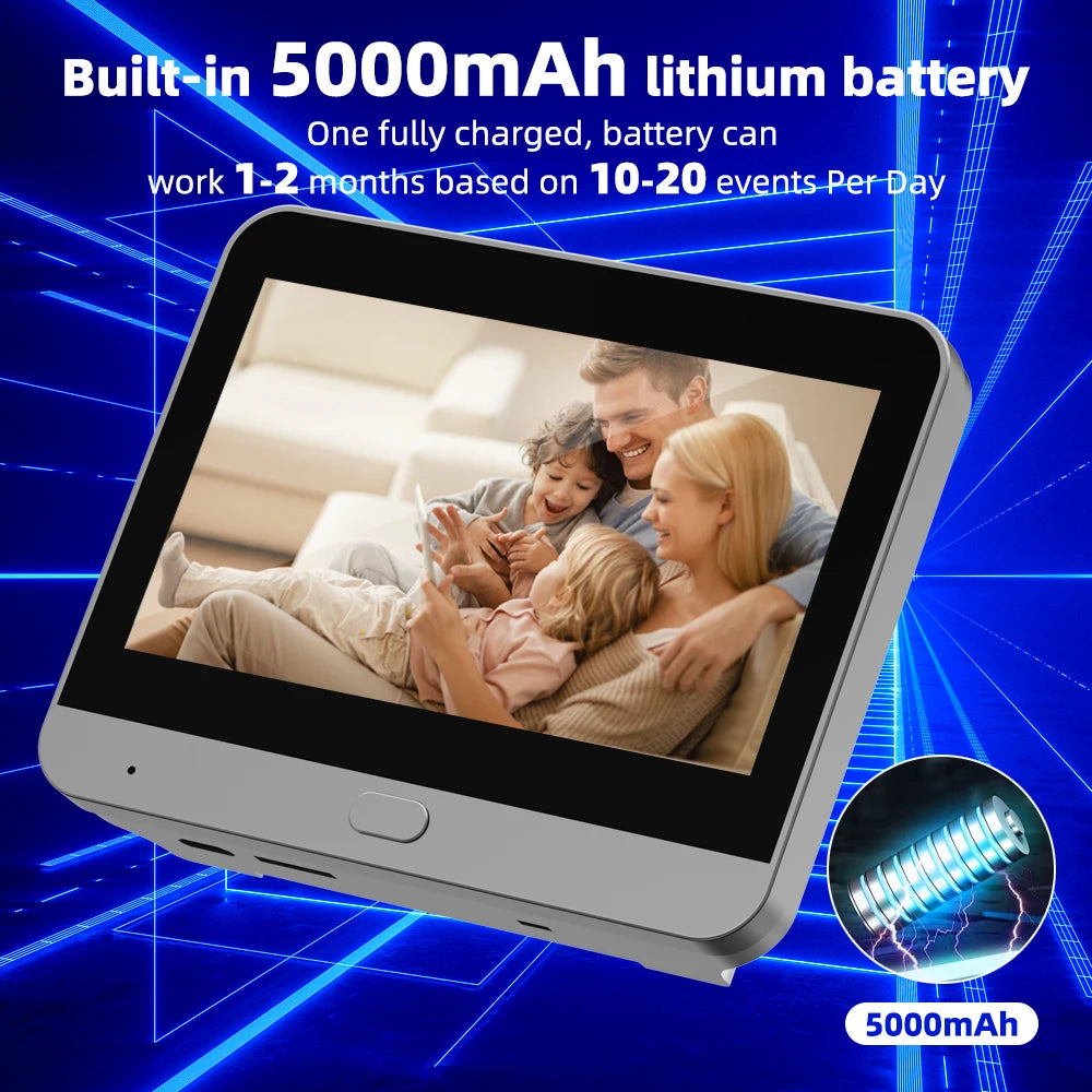 Tuya Smart Life APP 3MP 140° Wide View 2.4G Wifi Door Peephole Eye PIR Digital Night Vision Viewer Battery Camera Alexa Google